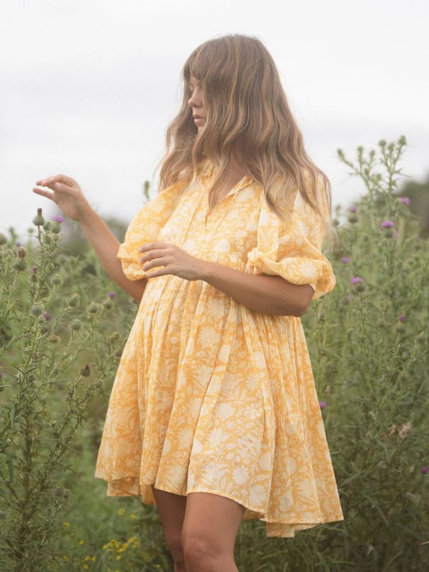 Women's Clothing Large Size Loose Straps Literary Retro Printed Dress_ecoleips.com