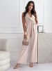 K Women's New High Waisted Commuting Zip Tie Jumpsuit Pants_ecoleips.com