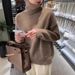 Aria Basics Aria Basics European American Cross-border Women's Sweater, Autumn Winter Thickened High-neck Loose Knit Pullover, Suitable For Both_ecoleips.com