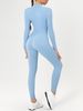K Zipper Nude Long Sleeved Yoga Jumpsuit, High-strength Long Pants, Fitness Sports Tight Jumpsuit_ecoleips.com