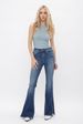 MID RISE FLARE WITH SIDE SLIT Foot Opening Micro Pull Denim Pants For Women_ecoleips.com