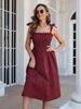 Women's Clothing 2022 Summer Bestseller European And American Casual Color-Block Plaid Tie-Waist_ecoleips.com