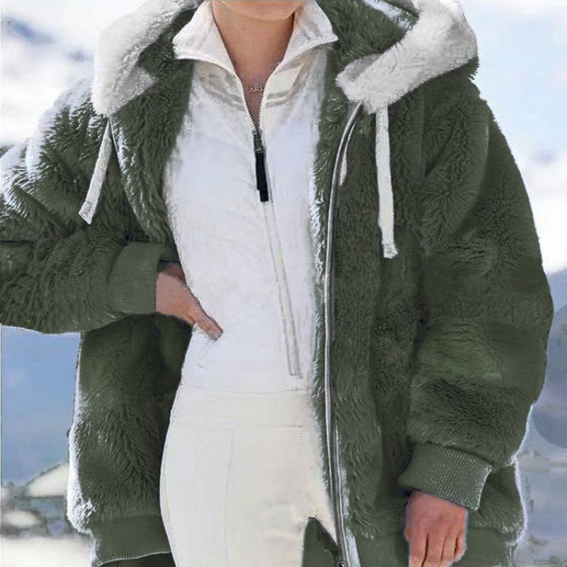 Women's Warm Winter And Autumn Fleece Zipper Hooded Jacket Wholesale_ecoleips.com