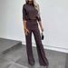 Women's Clothing Solid Color Commuting Temperament Mid Sleeve Navel Exposed Top High Waist Wide Leg Trousers Suit_ecoleips.com
