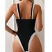 Aria Basics Solid Color One-Piece Swimsuit For Women, New European And American Style, Sexy Deep V, Push-Up High-End Backless_ecoleips.com