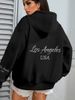 Women's European American Style Letter Print Hooded Sweatshirt Zip Up Casual Fashion Jacket Autumn Winter_ecoleips.com