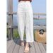 Suitable For All Seasons Italian Women's High-Waisted Linen Straight-Leg Cropped Casual Cotton-Linen Wide-Leg Pants_ecoleips.com