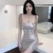 Sexy Spaghetti Strap Dresses For Women Shiny Night Club Outfits Backless Wrap Hip Miniskirts Woman Clothing Pencil Dress New_ecoleips.com