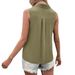 2026 European And American Cross-border Summer New Women's Clothing, Solid Color V-neck Loose Chiffon Shirt, Sleeveless_ecoleips.com