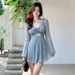 Plus Size Women's Retro Polka Dot Swimsuit Long Sleeved Two Piece Set Flattering Slimming Design For Plus Size Girls Ideal For Hot Springs_ecoleips.com