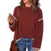 Women's Clothing Oversized Knit Sweater With Color-Block Detail – Cozy Acrylic Round-Neck Pullover For Women_ecoleips.com