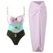 Women's Clothing Retro Color Matching Metal Buckle One-piece Swimsuit Suit Swimsuit_ecoleips.com