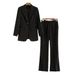 Spring Black Suit Jacket One Button Pencil Pants Stylish Combo for Work And Commuting Women's Clothing Sets Hot Selling_ecoleips.com