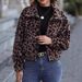 Glitter Women's Fall/Winter Loose Zippered Leopard Print Plush Jacket_ecoleips.com