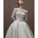 Satin Wedding Dress New Style Retro Light Long Sleeve Main Wedding Dress For Petite Girls Runaway Princess Outfit_ecoleips.com