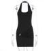 New Arrival Women Fashion Sexy Dress Metal Decor Lace Up Backless Hip Wrap Bodycon Dress For Party Evening_ecoleips.com