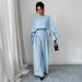 Elegant Temperament Women's Long Sleeve Jumpsuit Solid Color Round Neck Slim Waist Wide Leg Spring Autumn American Style_ecoleips.com
