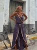 Women's Clothing Internet Celebrity Same Style Gold Ribbon Trim Waist V Neck Loose Suspender Jumpsuit_ecoleips.com