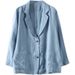 2026 Autumn New Fashion Casual Cotton Linen Blazer For Women, Solid Color Versatile Long Sleeve Loose Fit Suit Jacket_ecoleips.com