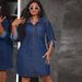 K Large Size Women's Loose And Fashionable New Denim Long Sleeved Casual Dress_ecoleips.com