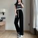Plus Size Tencel Jeans For Women Summer Loose High Waist Washed Draped Thin Casual Wide Leg Straight Pants_ecoleips.com