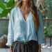 Women's Clothing Casual V Neck Long Sleeve Loose Pullover Solid Color Multicolor Tops T Shirt_ecoleips.com