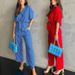 Women's Two Piece Set Short Sleeve Loose Top Cotton Linen Wide Leg Pants Summer Casual Outfit_ecoleips.com