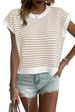 Women's Clothing New Fashion Striped Sweater Casual Contrast Color Bat Sleeve Round Neck Sweater_ecoleips.com