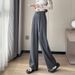 Women's Clothing Buttoned National Style High Waist Suit Pants Women's Spring And Summer New Advanced Drape Casual Narrow Straight Wide Leg Pants_ecoleips.com