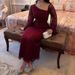 Sexy Lace Slanted Neck Women's Evening Dress Autumn New Long Sleeved High Waist A-line Dress Elegant Pleated Slim Fit Maxi Dress_ecoleips.com