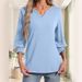 Summer Women's 7/8 Sleeve V-Neck T-Shirt_ecoleips.com