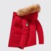 Men's Short Puffer Jacket With Hood & Big Fur Collar - Winter Warm Quilted Coat, Windproof Lightweight, 550 Fill Power Duck Down (Black/White/Red)_ecoleips.com