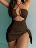 Women's Two-Piece Wave Stripe Bikini Set Solid Color Swimsuit for Beach And Pool Stretch Fabric Sexy Design_ecoleips.com