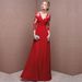 2026 New Fashion Long-Sleeve Red Off-Shoulder Bridal Wedding Dress Long Evening Gown For Toasting_ecoleips.com