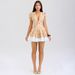 European And American Women's Fashion Export Clothing Sexy Hot Girl Deep V Print Waist-Cinching Fluffy Mini Dress Short_ecoleips.com