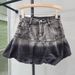 Pleated Skirt For Women Summer New Style Gradient Pink High Waist Slim A Line Anti Exposure Denim Bud Short Skirt_ecoleips.com