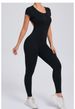Tight Fitting Quick Drying Yoga Jumpsuit One-piece Yoga Suit Short Sleeved Backless Hip Lifting Exercise Fitness Suit_ecoleips.com
