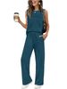 Spring Summer New Casual Women's Two Piece Set Pleated Vest Top Bottoms Matching European American Style Clothing Set_ecoleips.com