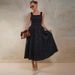Women's Elegant Floral Embossed Vest Dress Midi Length Polished Polo Neck Versatile Elegance_ecoleips.com