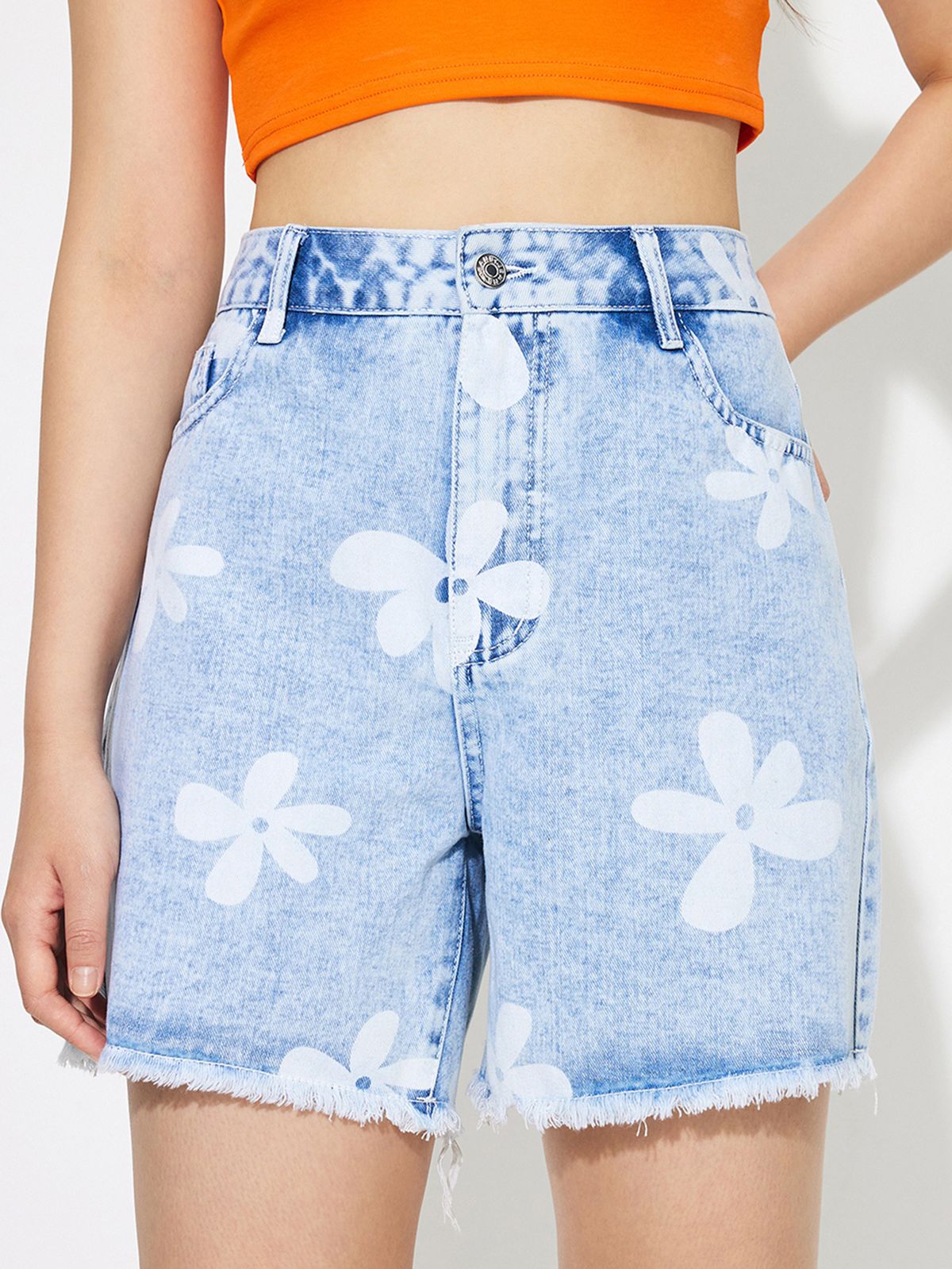 Women's Clothing Loose Slim Printed Jeans Shorts_ecoleips.com