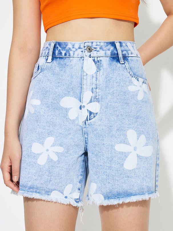 Women's Clothing Loose Slim Printed Jeans Shorts_ecoleips.com