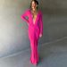 2025 Autumn New Fashion Sexy V-neck Slim Pleated Solid Color Long Sleeve Dress For Women Wholesale_ecoleips.com