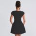 Women's Summer Fashionable Elegant Commuter Short Sleeve Square Neck Vest A-Line Mini Dress New Style_ecoleips.com