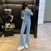 Women's Clothing Long Sleeved Pants Suit Cotton Letter Round Neck Printing Urban Leisure Fashion Suit_ecoleips.com