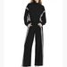 Women's Stylish Two-Piece Lounge Set - Zip-Up Tracksuit With Contrast Stripes & Wide-Leg Joggers For Travel & Workout_ecoleips.com