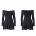 Black Knit Ruffled Mini Dress Women Patchwork Off-Shoulder Loose Slim Fashion Ribbed Dress Knitwear Clothes Female Dress_ecoleips.com