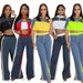 Women's Clothing Colorblock Contrast Two Piece Women's Sportswear Short Top + Wide Leg Pants Set_ecoleips.com