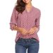 Women's Clothing Plus Size Women's Shirt Loose Fit V Neck Long Sleeve Polka Dot Print Style Top For Formal & Casual_ecoleips.com