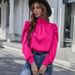 Silky Satin Blouse Women’s Long Sleeve Top – Elegant Pleated Detail, Loose Fit, Comfortable Stretch For Work & Casual_ecoleips.com