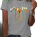 European And American Cross-border Foreign Trade Clothing, Heart Paw Print Round Neck Printed Women's Short-sleeve_ecoleips.com